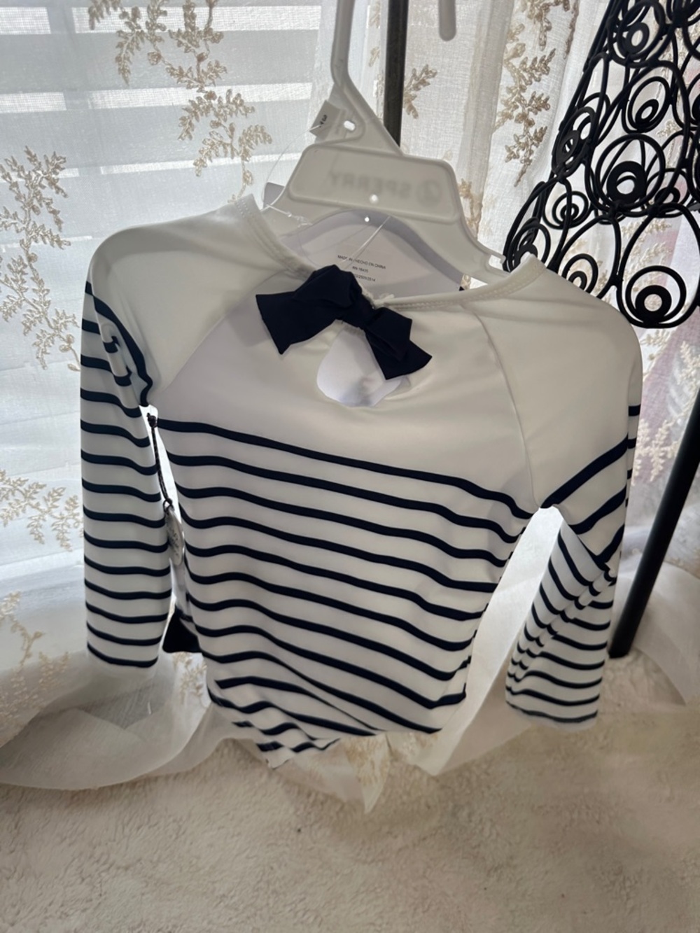 Sperry 2-piece nautical-themed rash guard one piece with matching glasses - Picture 4 of 4